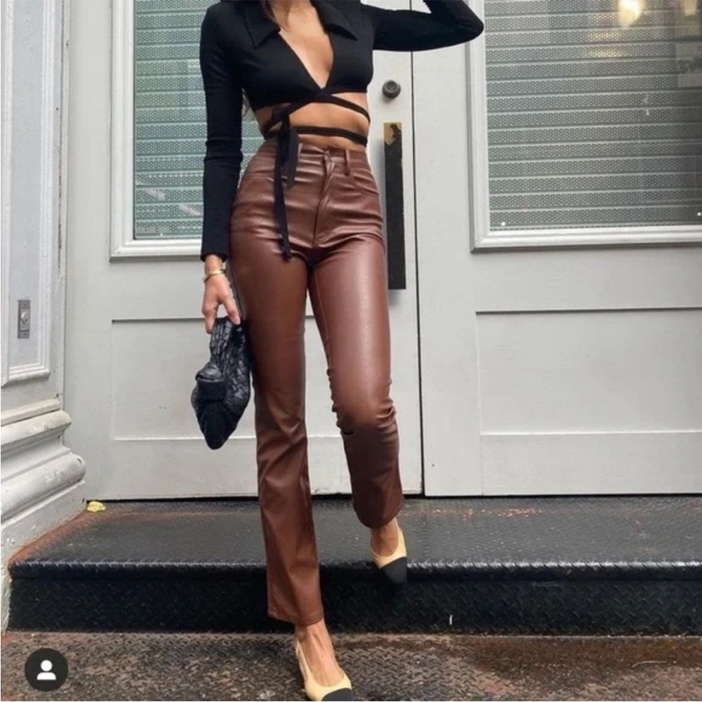 WeWoreWhat Croc Embossed Leather Pants - Picture 2 of 9